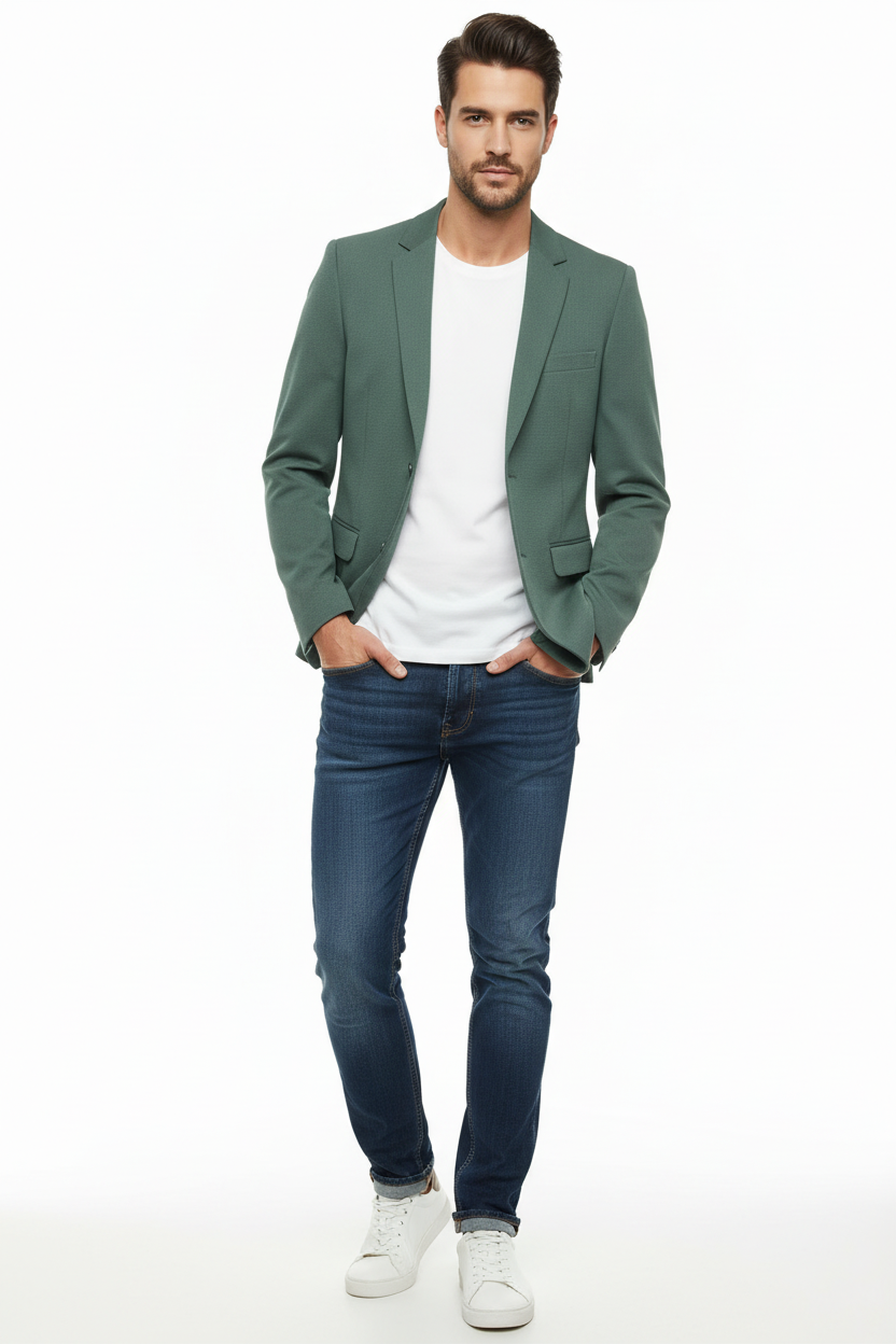 Men’s Premium Dark Green Cotray Fabric Casual Blazer
